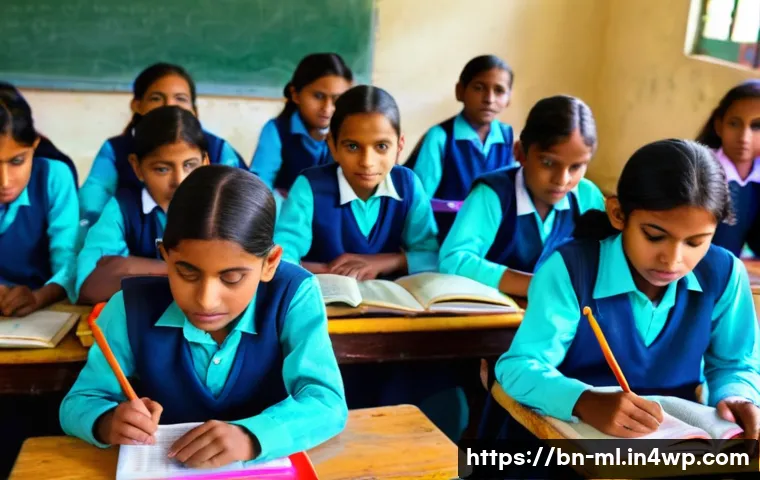 언어적 편향을 극복하기 위한 국제 사례 - A vibrant classroom scene in Bangladesh showing a diverse group of schoolchildren sitting attentivel...